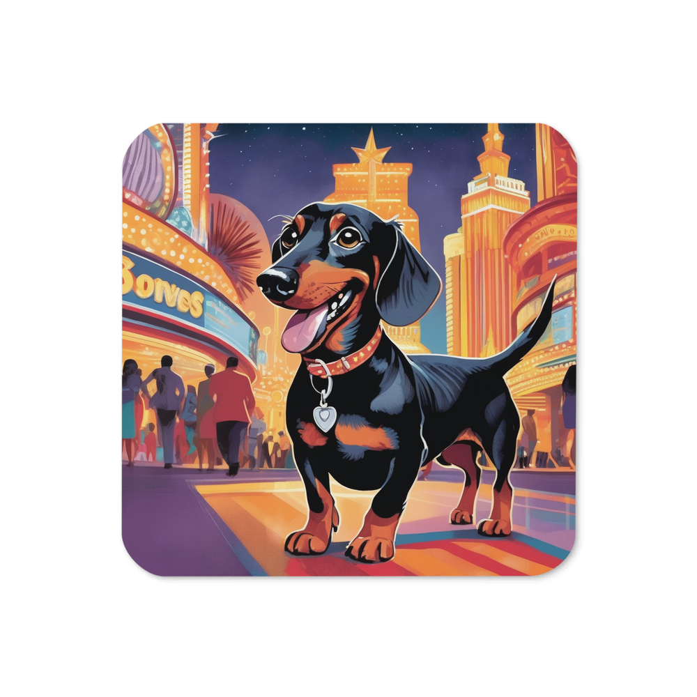 PugMug Custom Black Dachshund Coaster