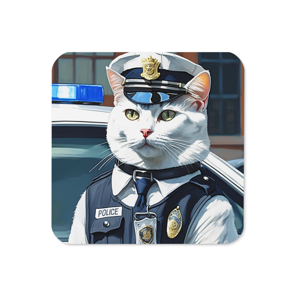 PugMug Custom White Companion Cat Coaster