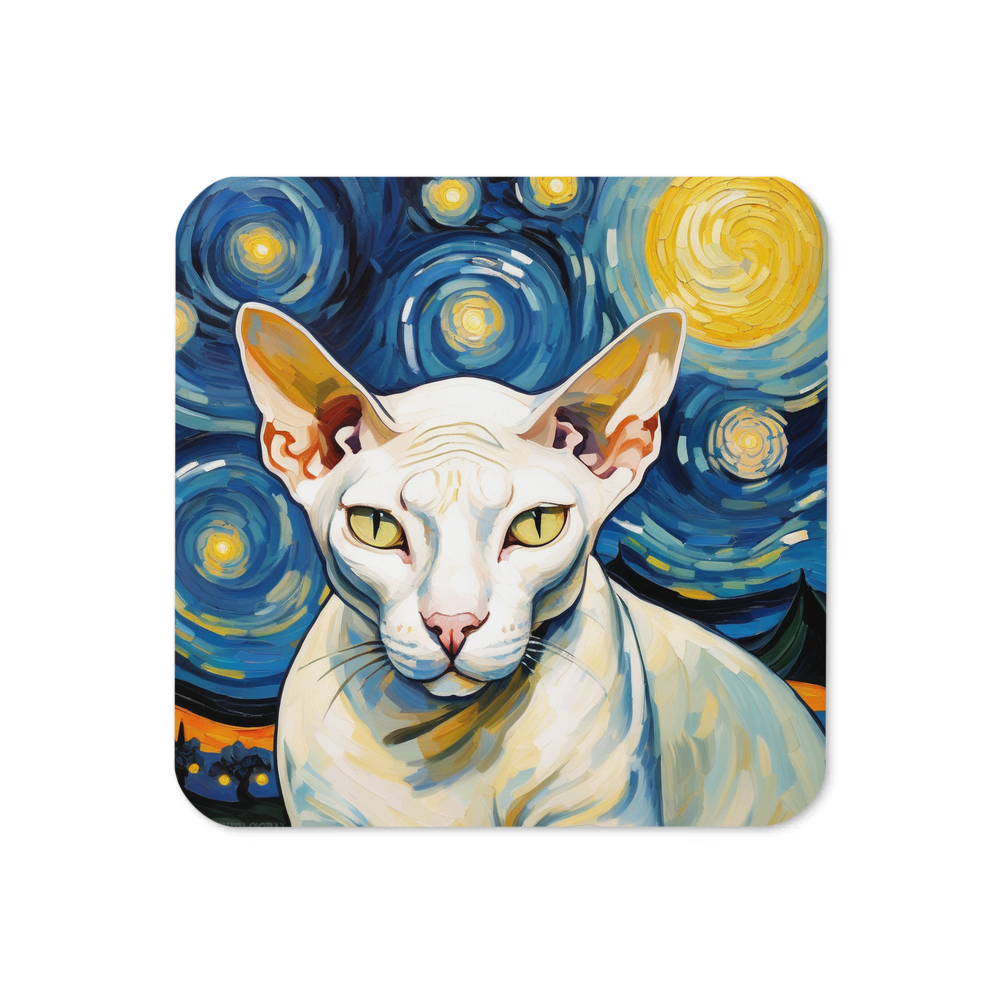 PugMug Custom White Sphynx Cat Coaster