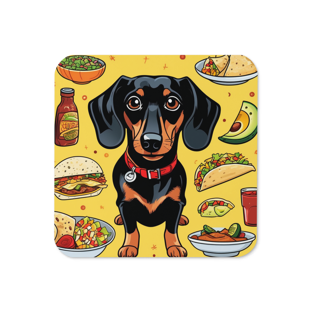 PugMug Custom Black Dachshund Coaster