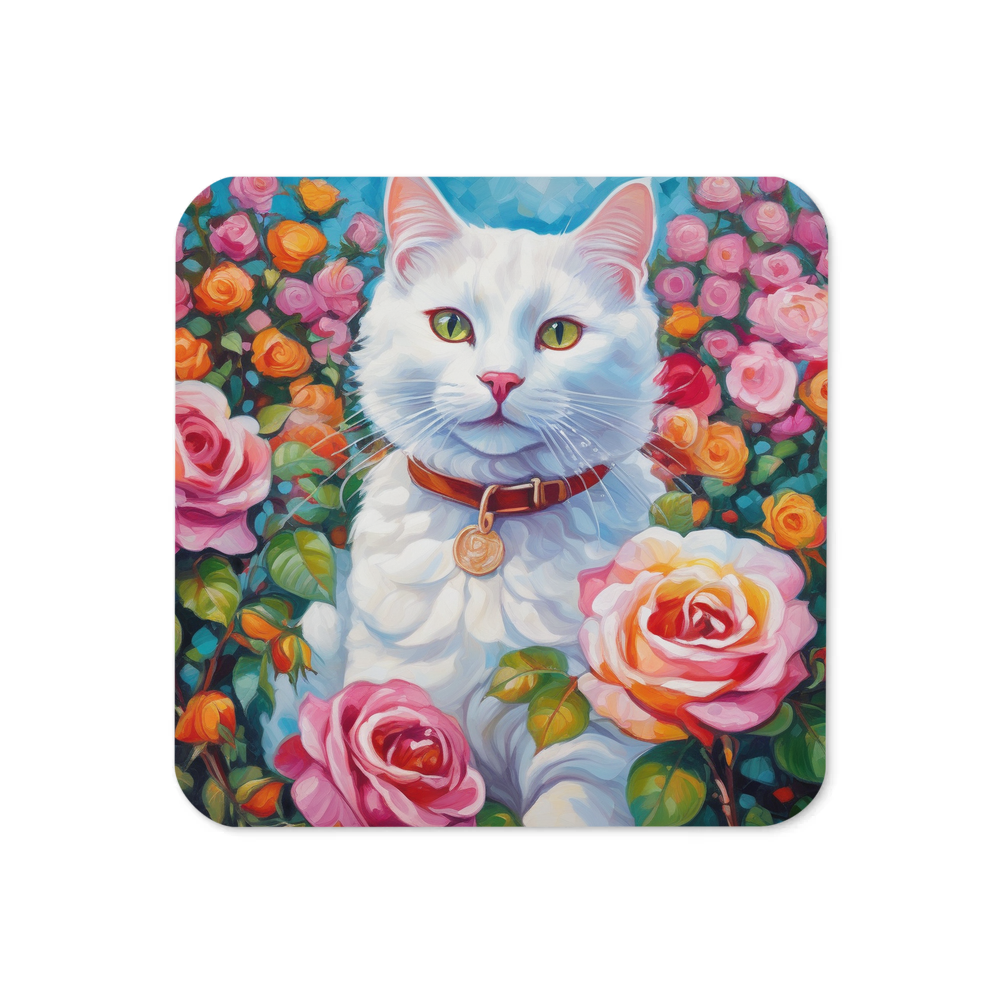 PugMug Custom White Companion Cat Coaster
