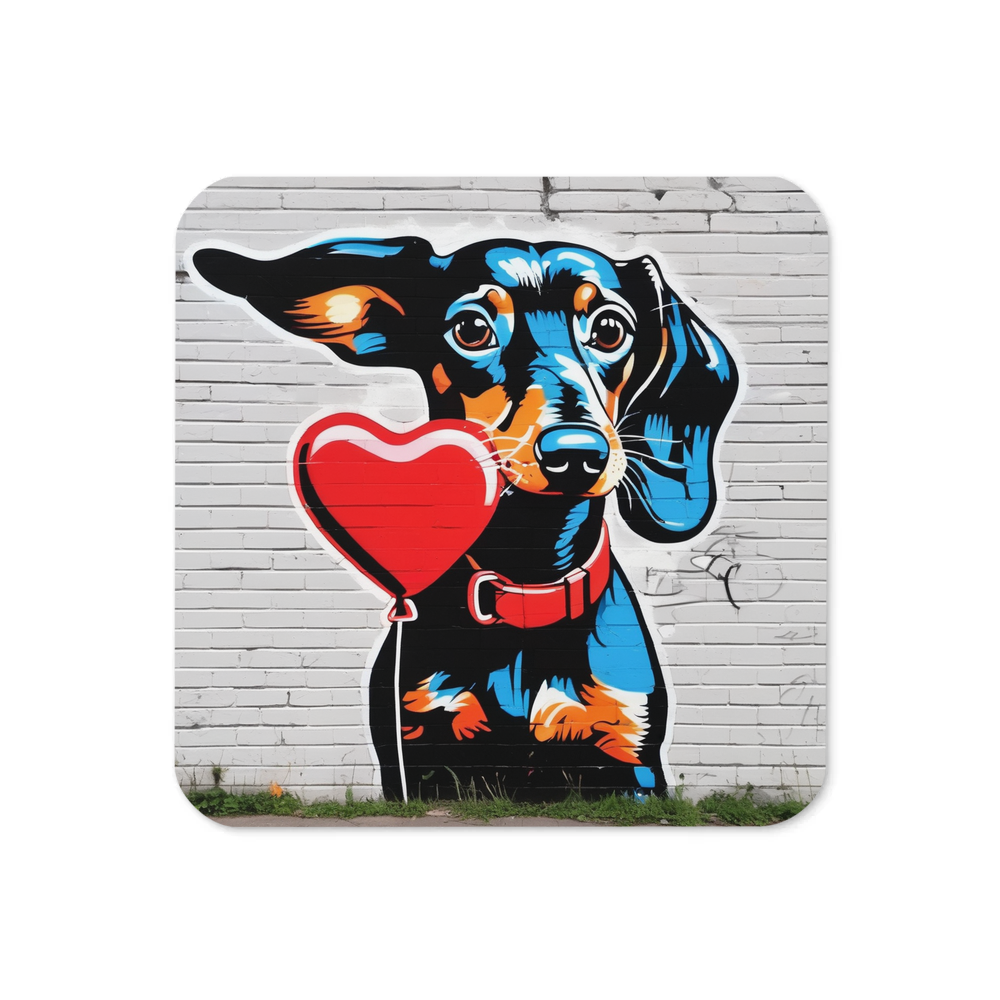 PugMug Custom Black Dachshund Coaster