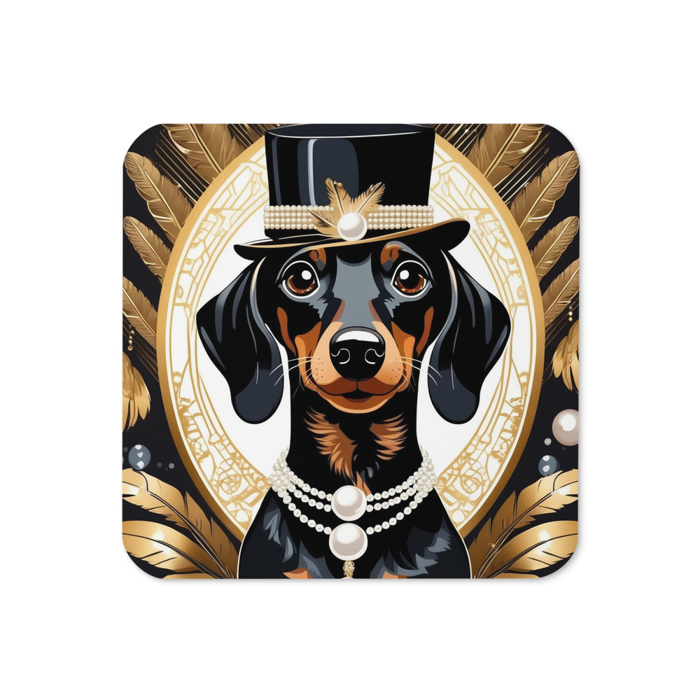 PugMug Custom Black Dachshund Coaster