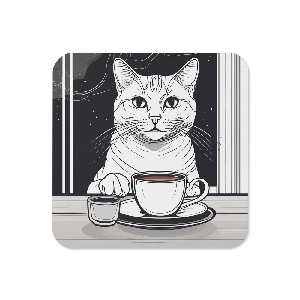 PugMug Custom White Companion Cat Coaster