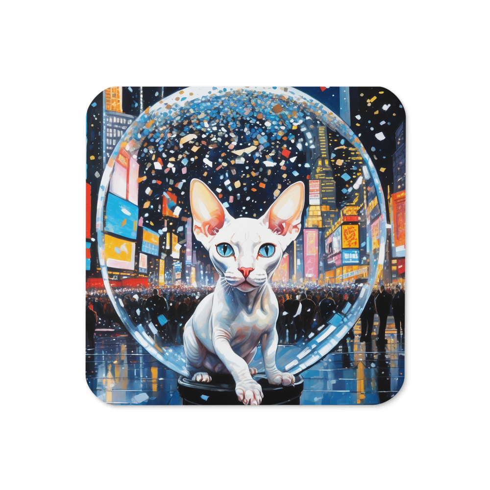 PugMug Custom White Sphynx Cat Coaster