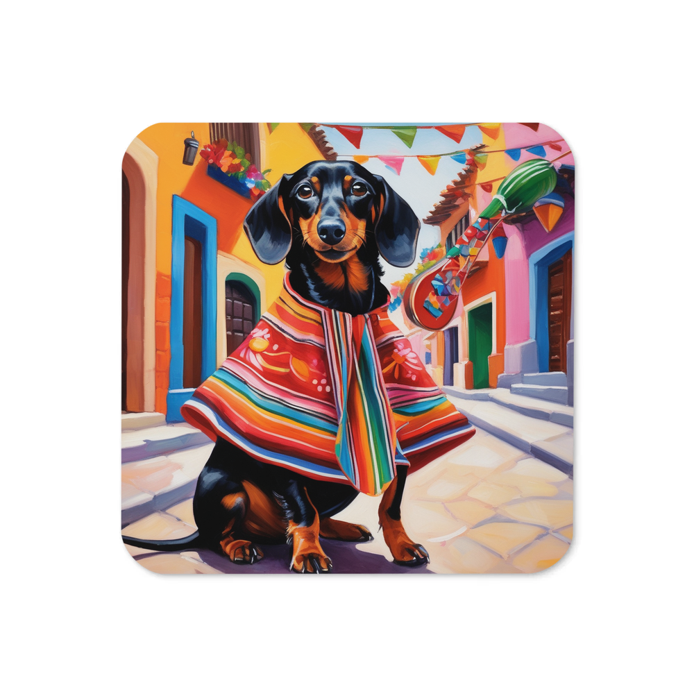 PugMug Custom Black Dachshund Coaster