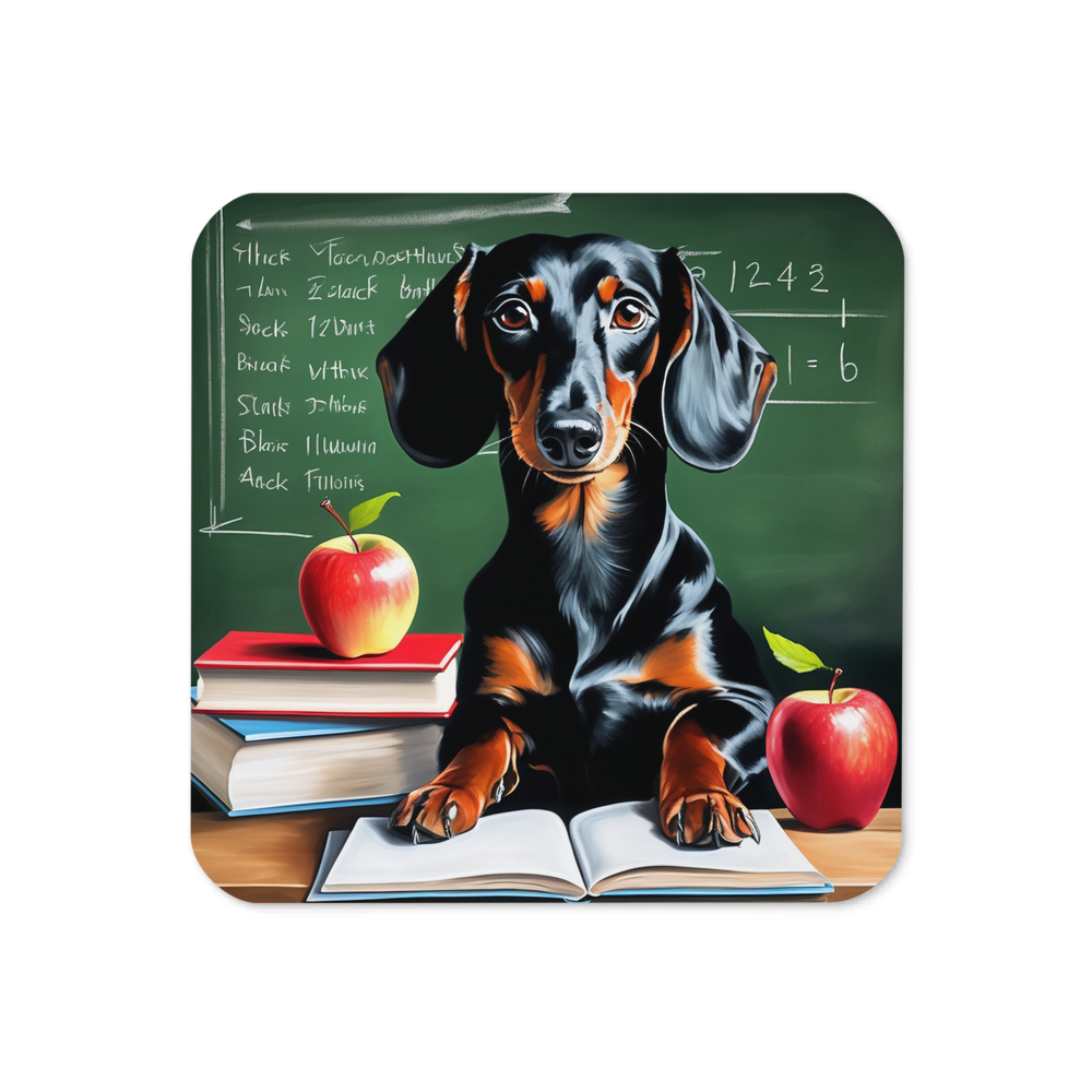 PugMug Custom Black Dachshund Coaster