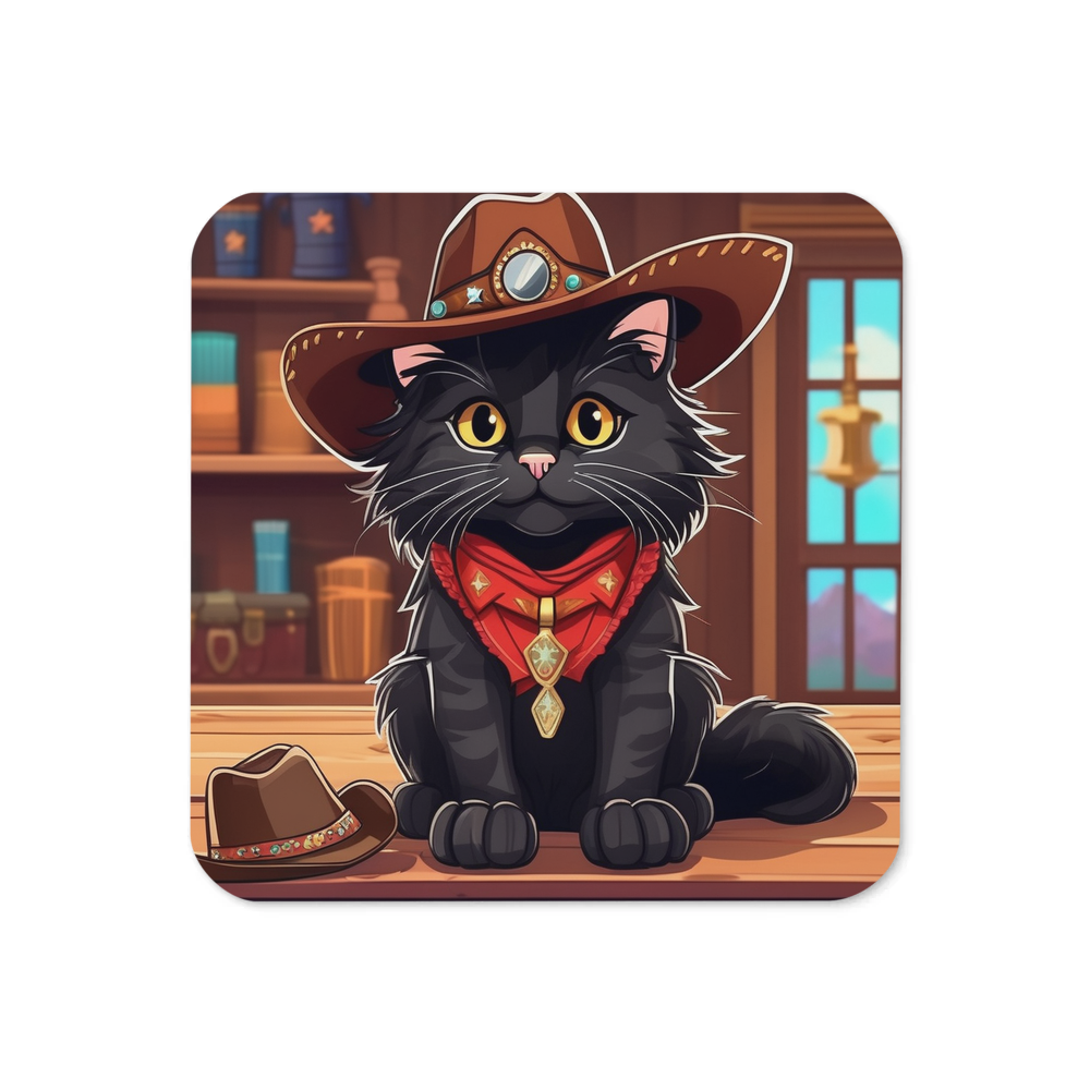 PugMug Custom Black Maine Coon Cat Coaster