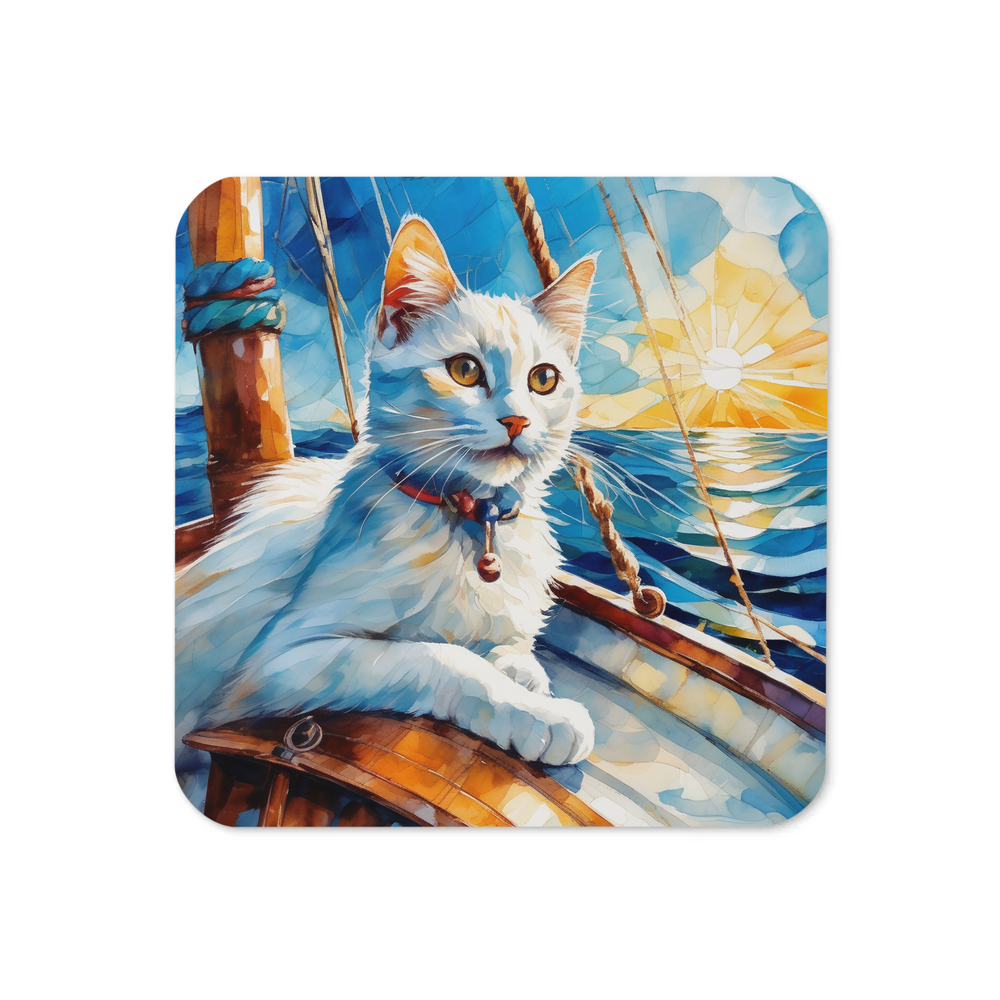 PugMug Custom White Companion Cat Coaster