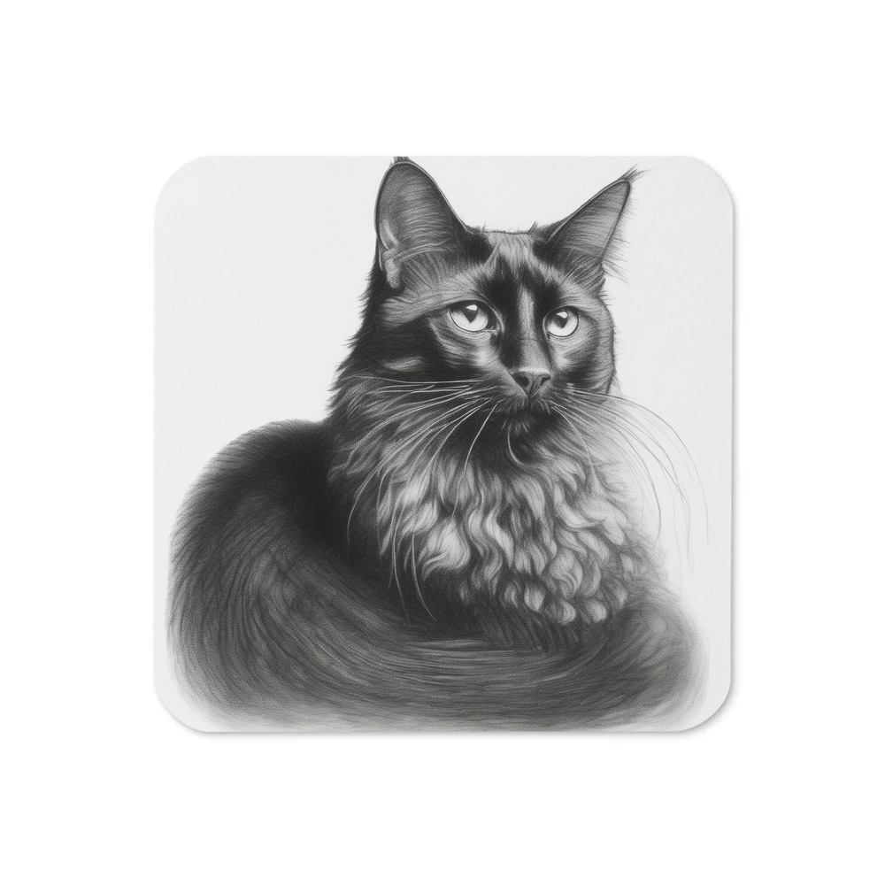 PugMug Custom Black Companion Cat Coaster