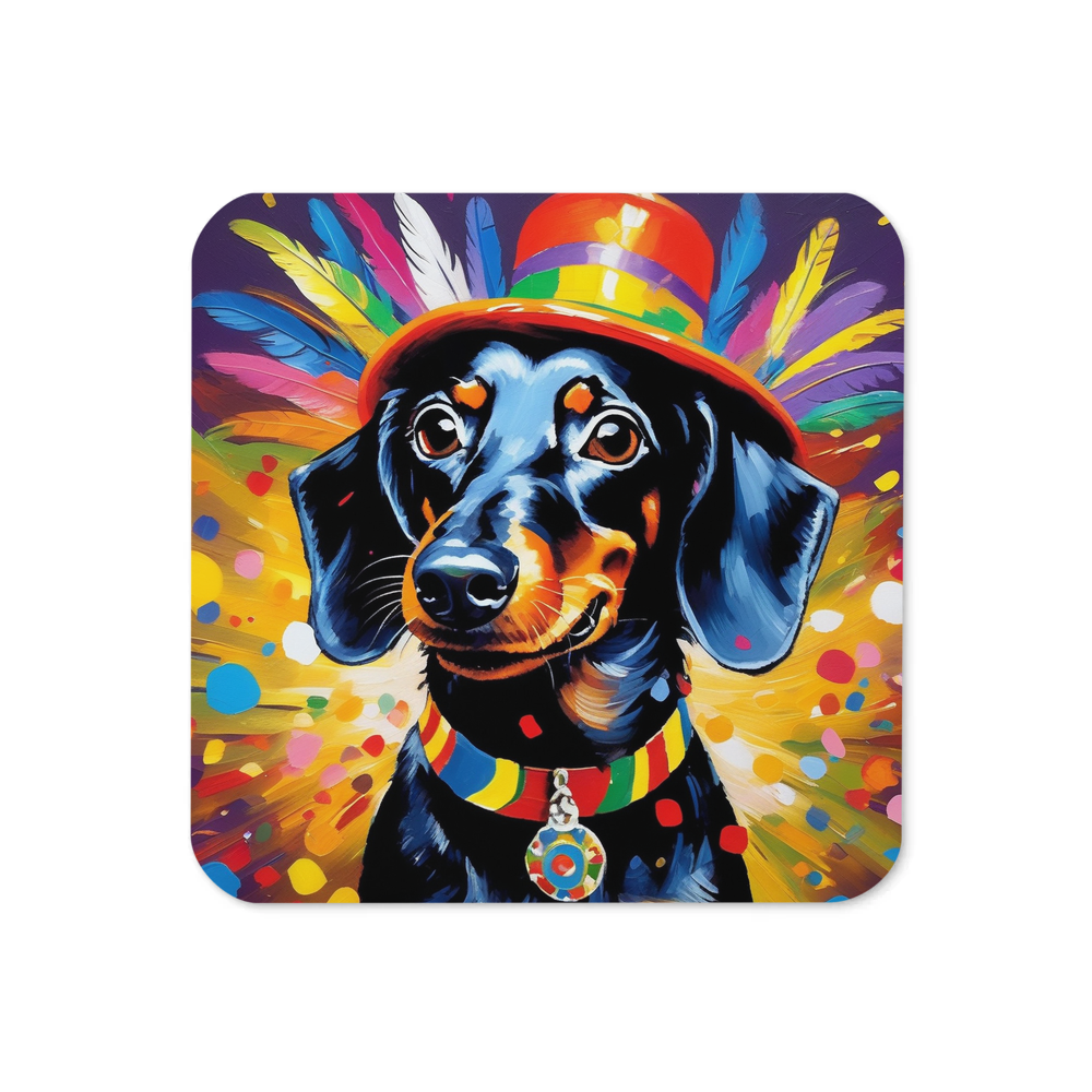 PugMug Custom Black Dachshund Coaster