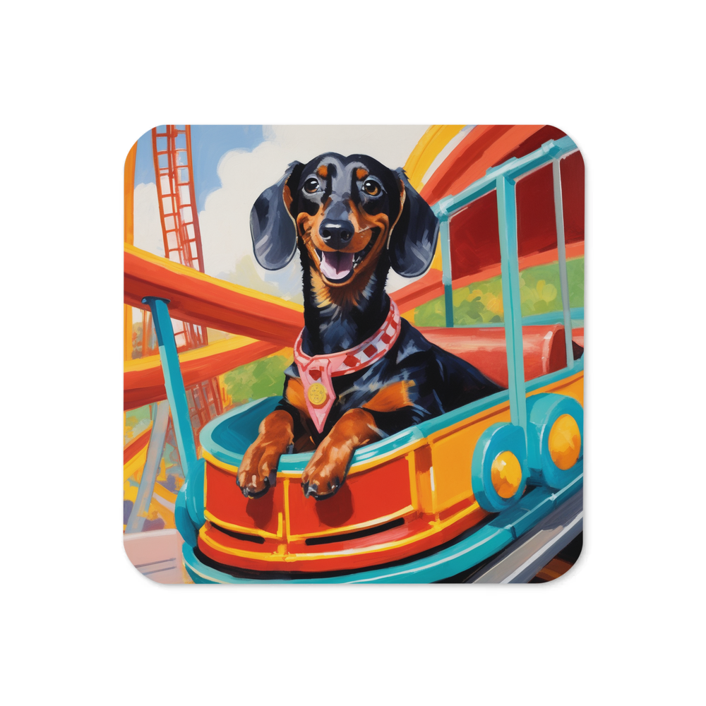 PugMug Custom Black Dachshund Coaster