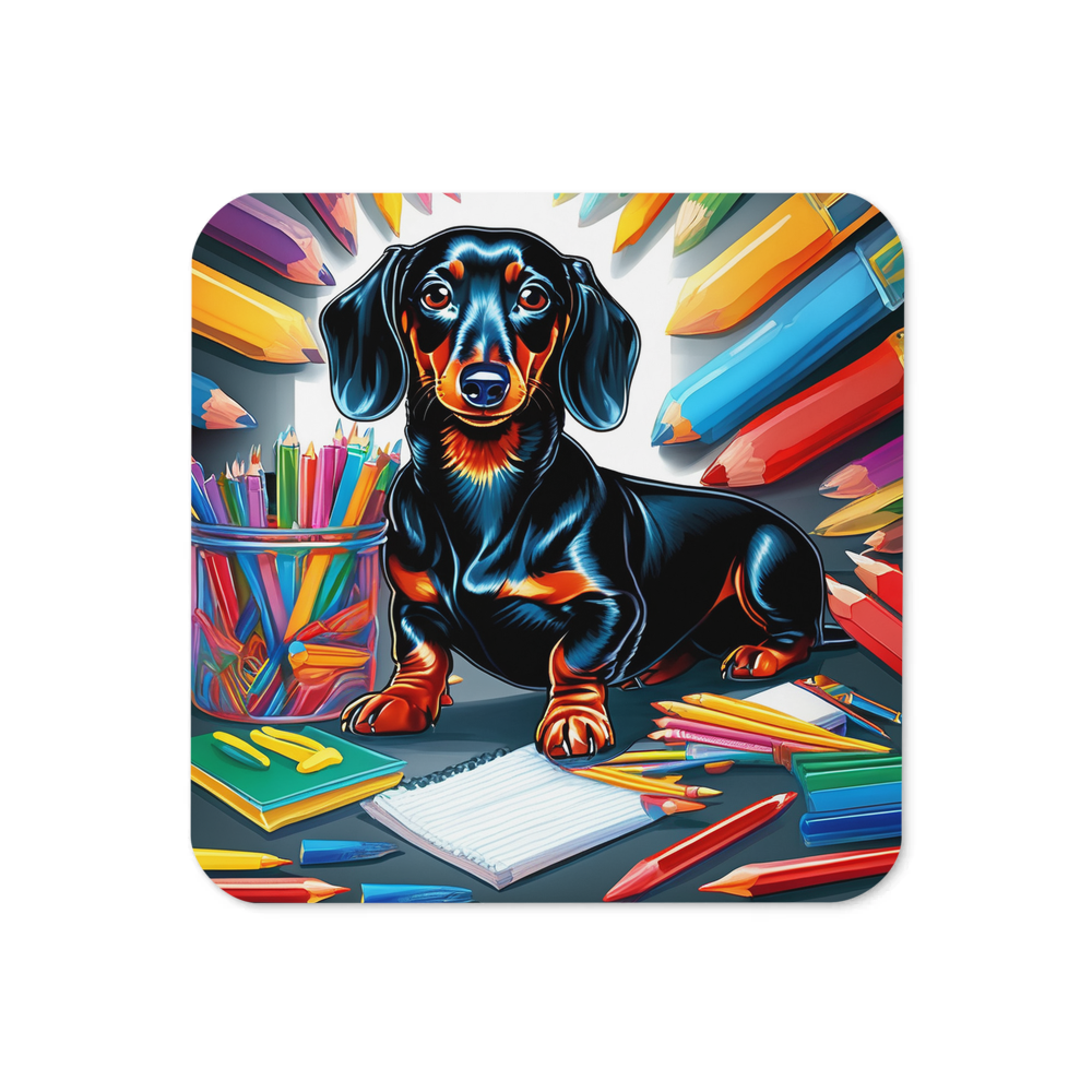 PugMug Custom Black Dachshund Coaster