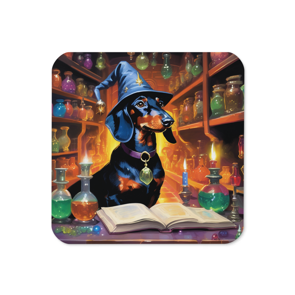 PugMug Custom Black Dachshund Coaster