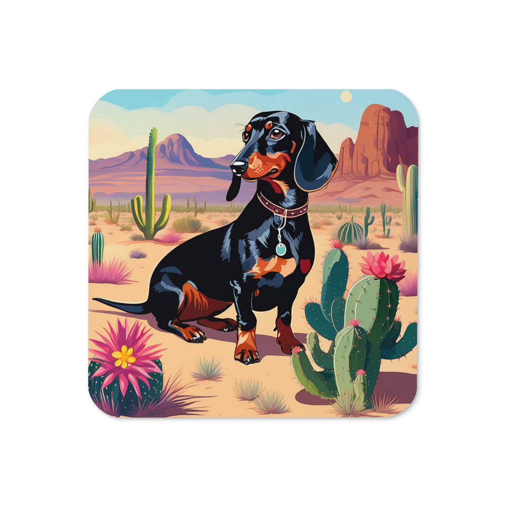 PugMug Custom Black Dachshund Coaster