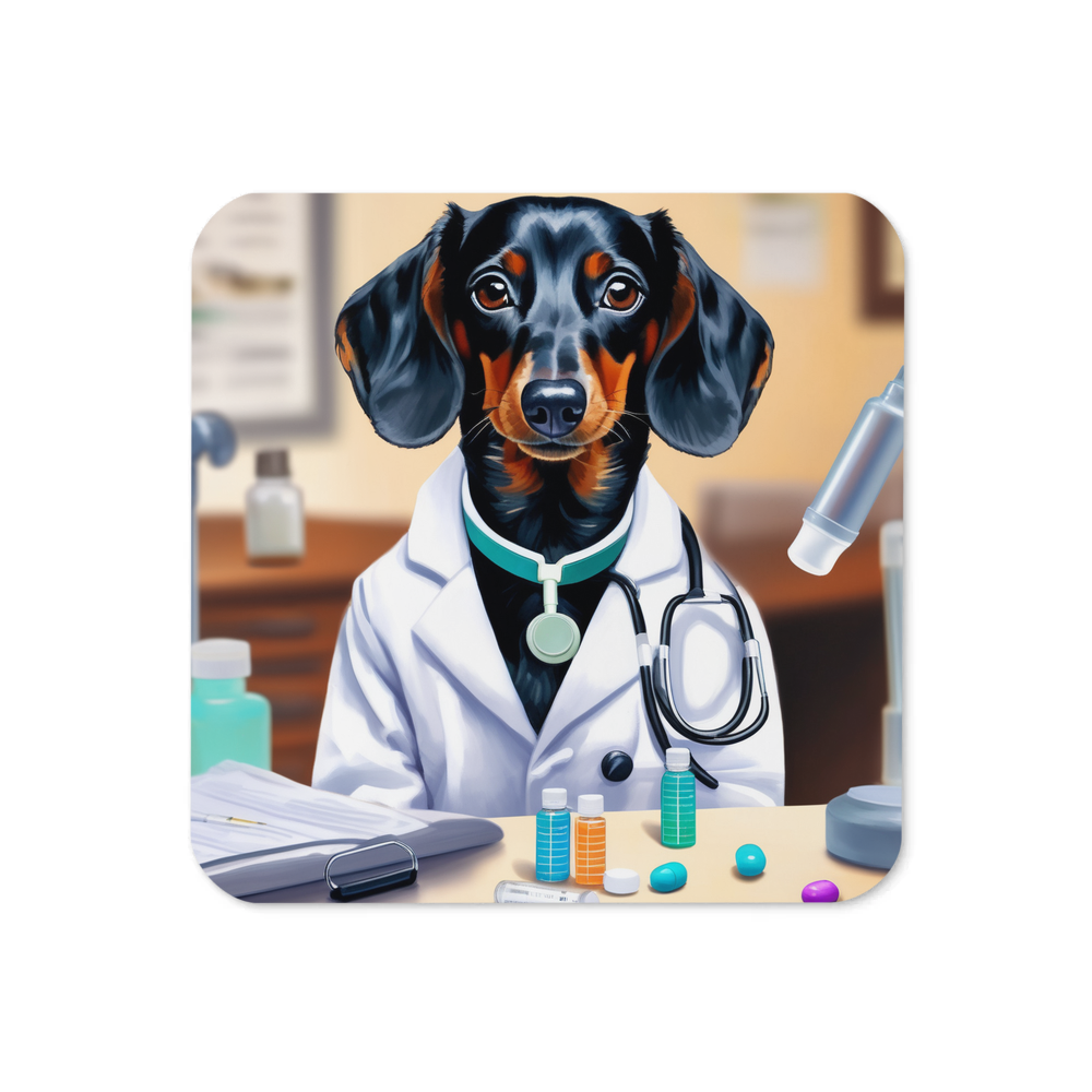 PugMug Custom Black Dachshund Coaster