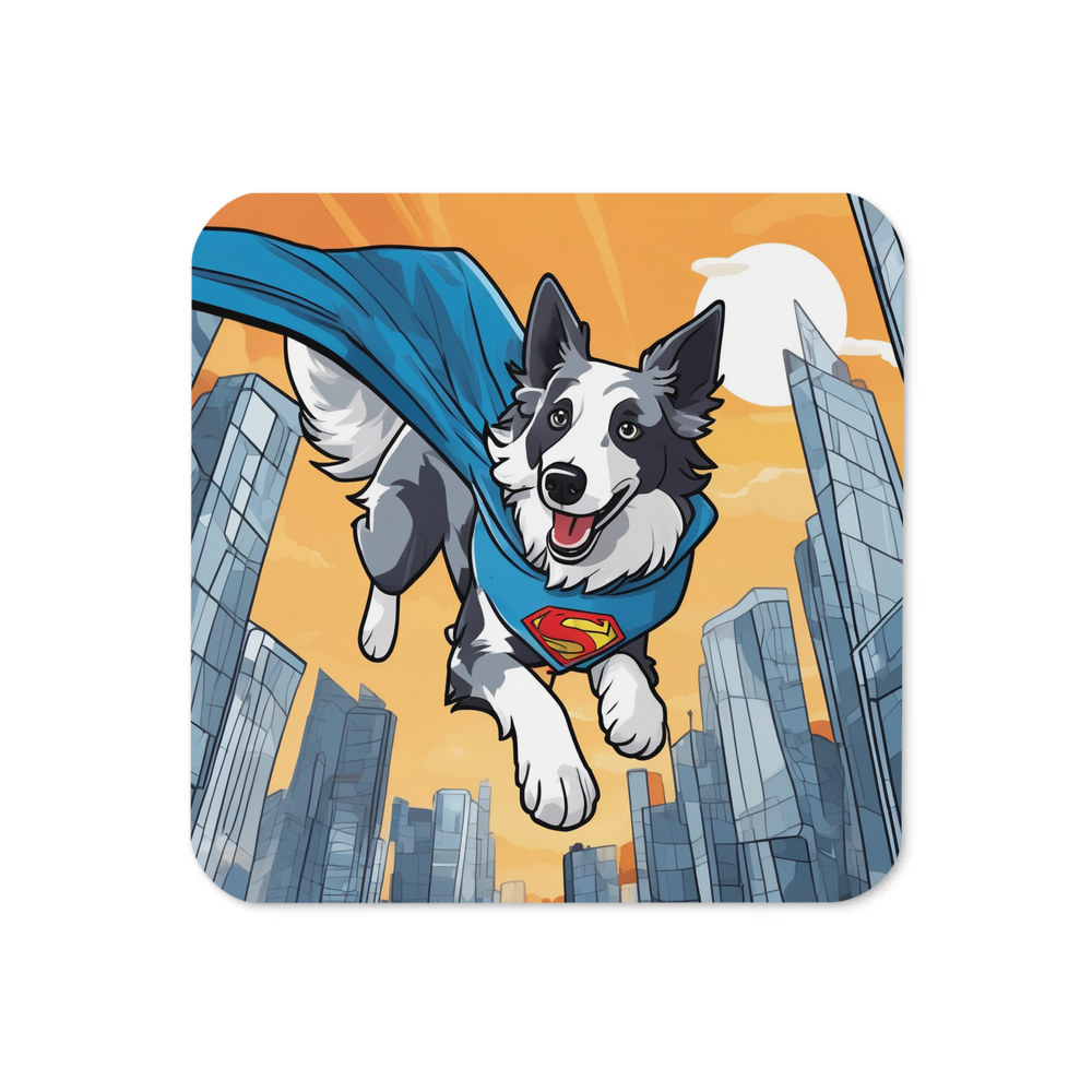 PugMug Custom Blue Merle Border Collie Coaster
