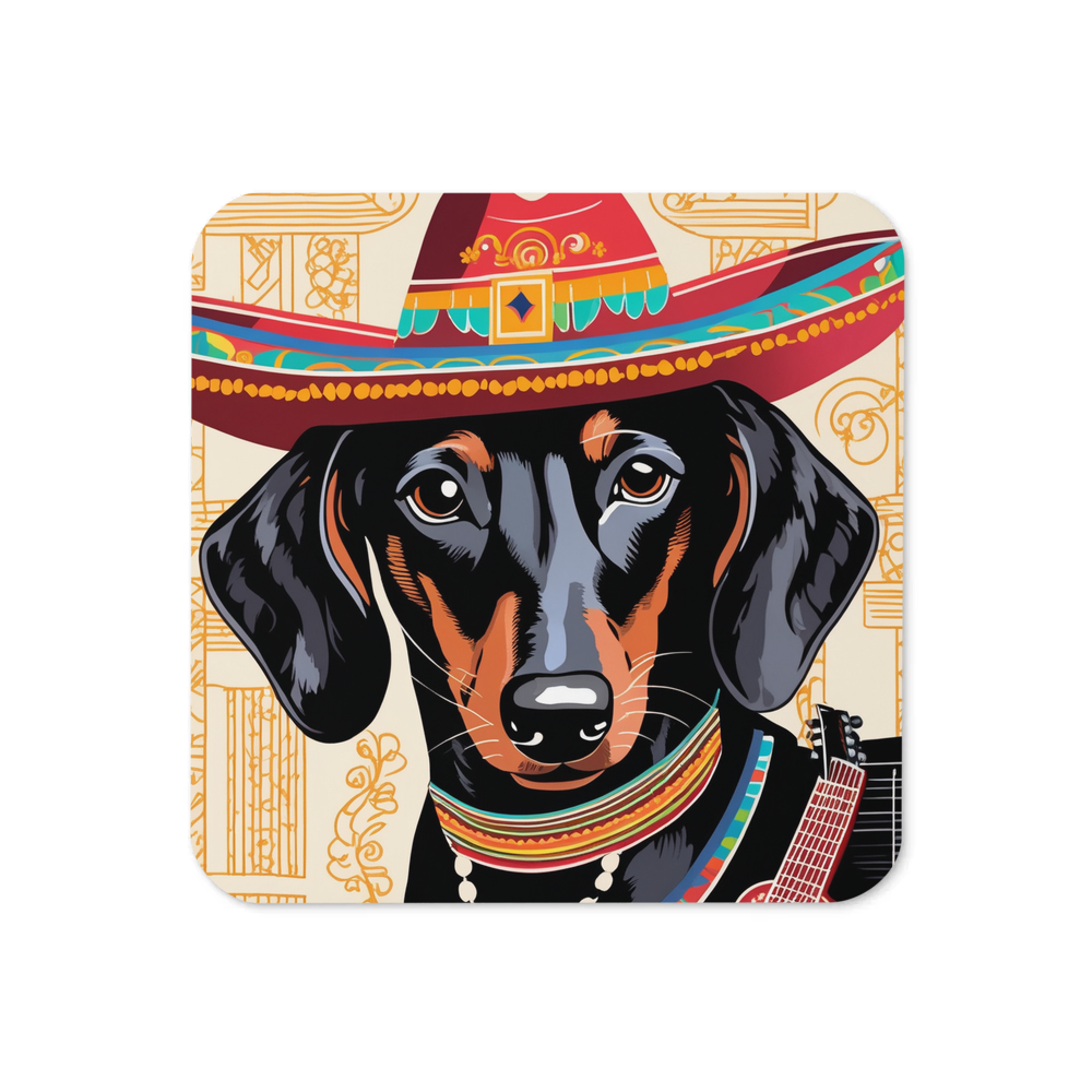 PugMug Custom Black Dachshund Coaster