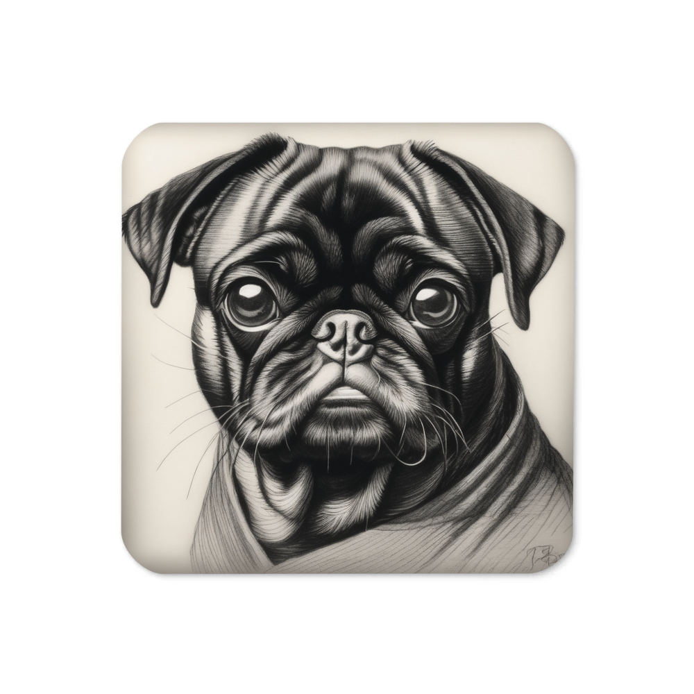 PugMug Custom Black Pug Coaster
