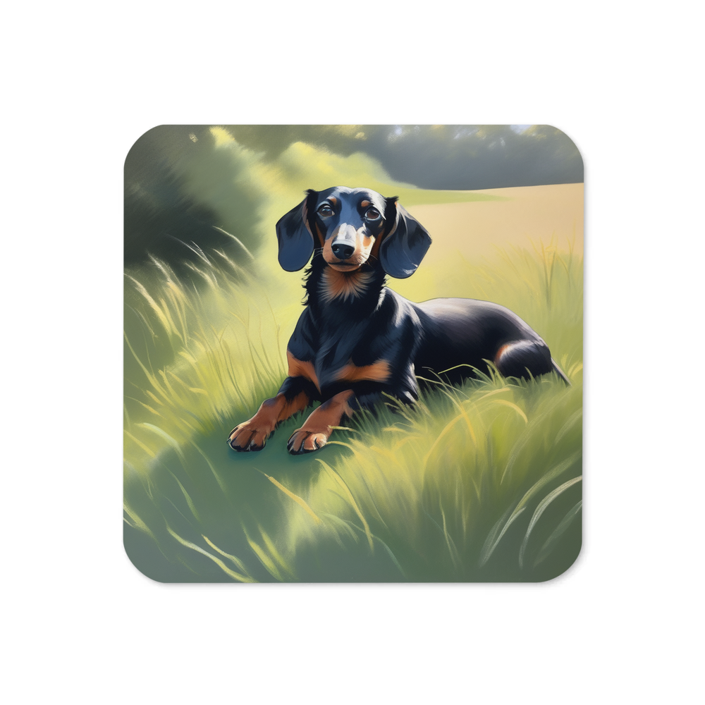 PugMug Custom Black Dachshund Coaster