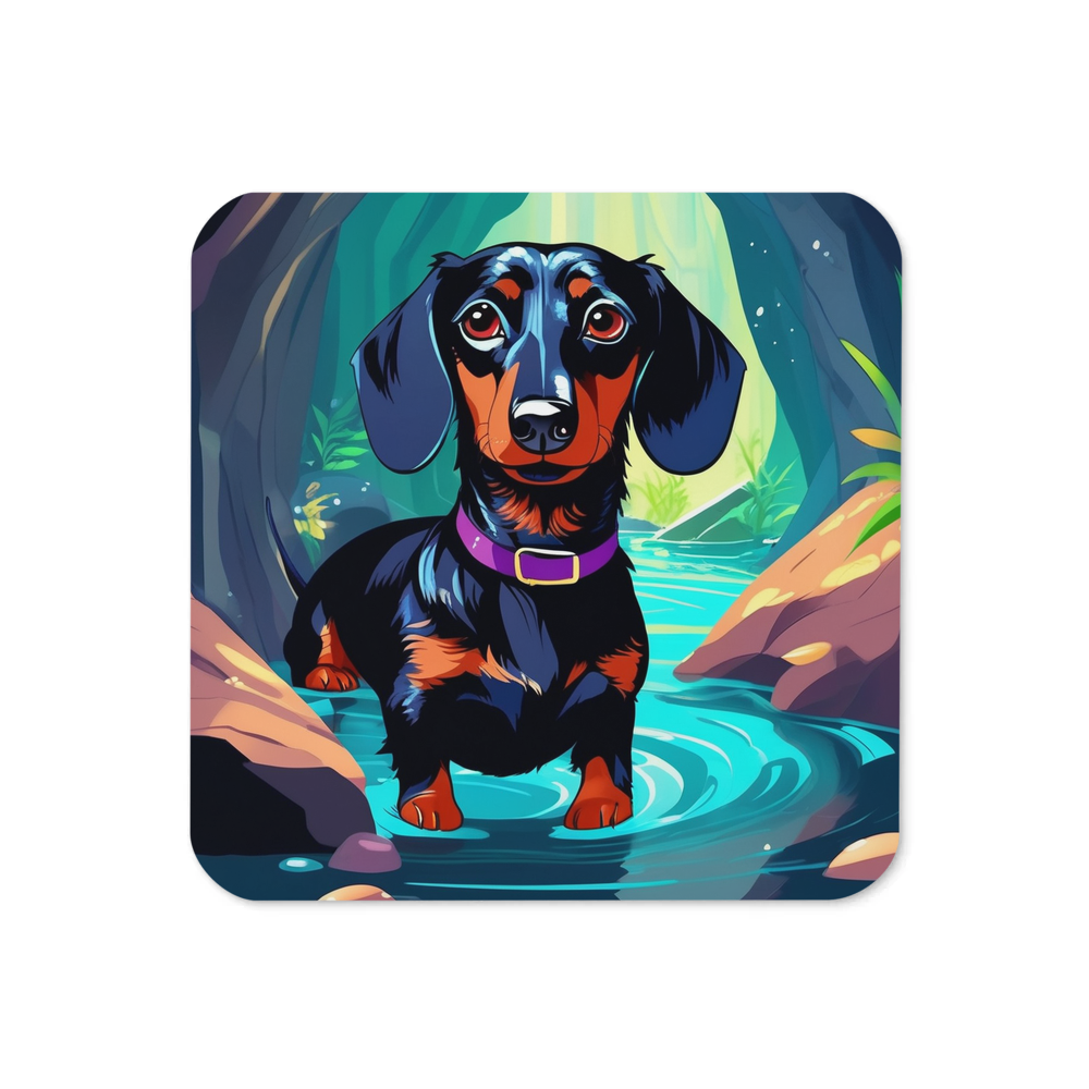 PugMug Custom Black Dachshund Coaster