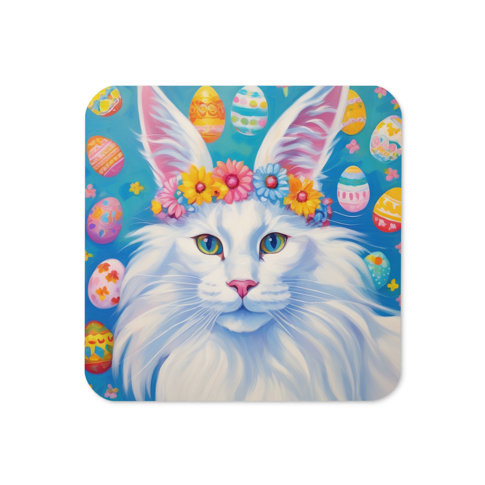 PugMug Custom White Maine Coon Cat Coaster