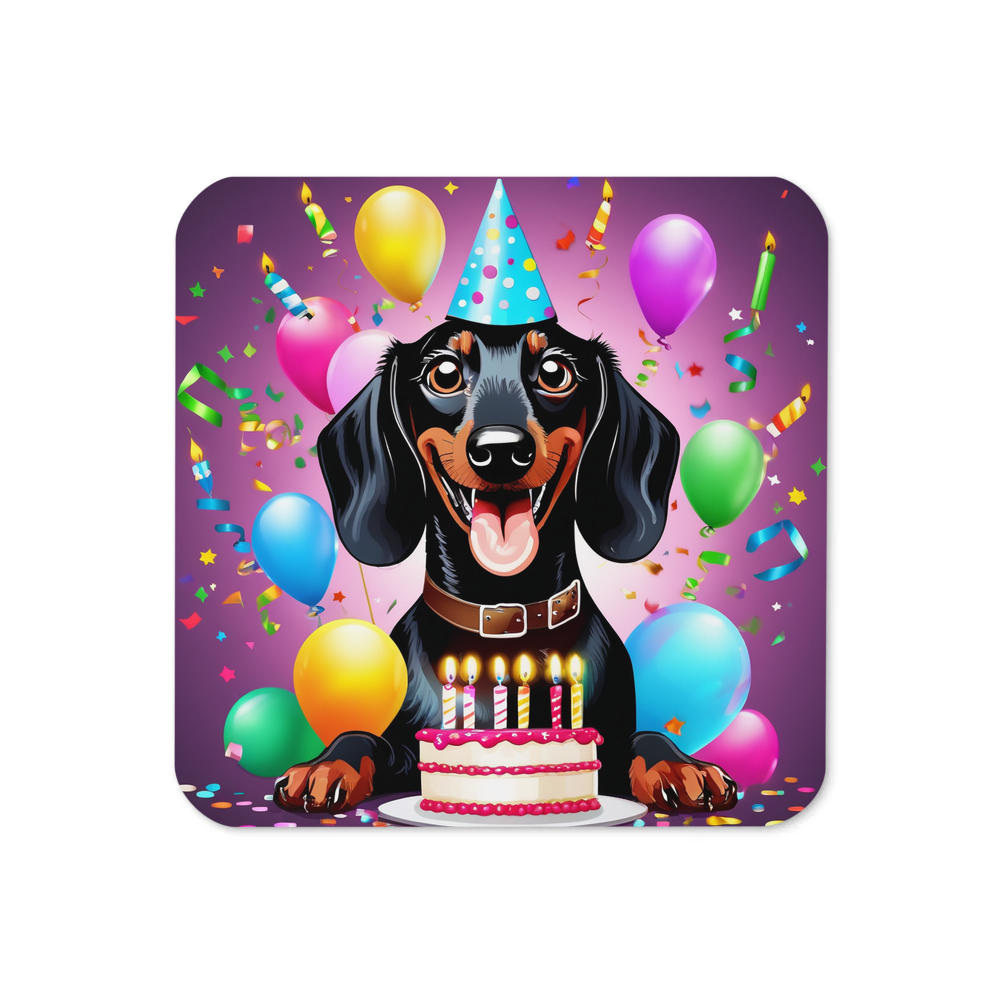 PugMug Custom Black Dachshund Coaster