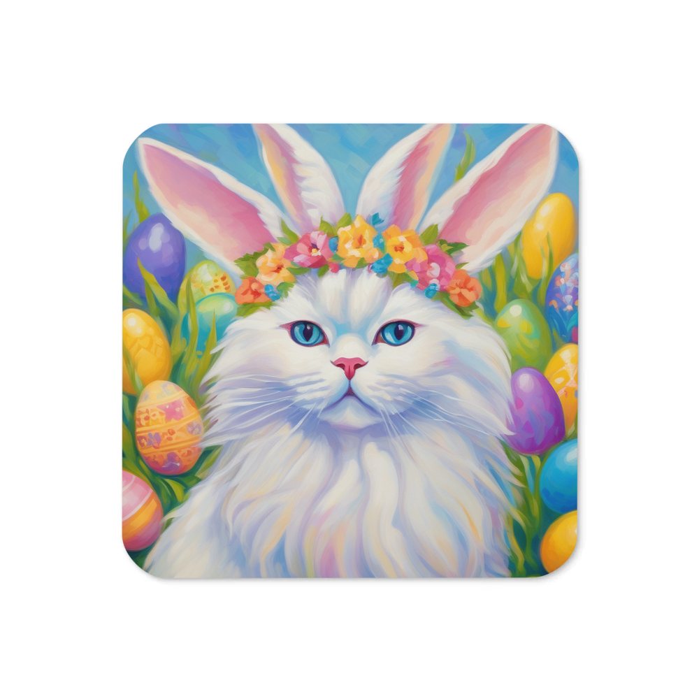 PugMug Custom White Persian Cat Coaster