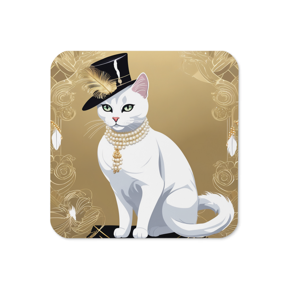PugMug Custom White American Shorthair Cat Coaster