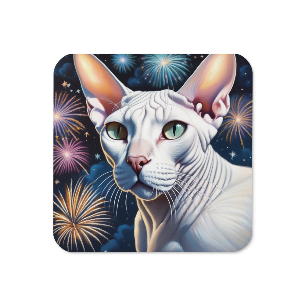 PugMug Custom White Sphynx Cat Coaster