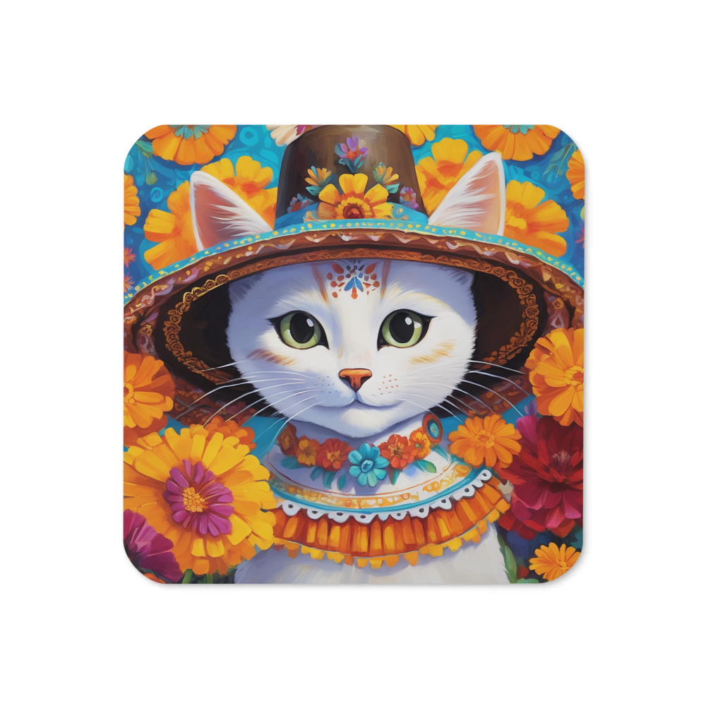 PugMug Custom White Companion Cat Coaster