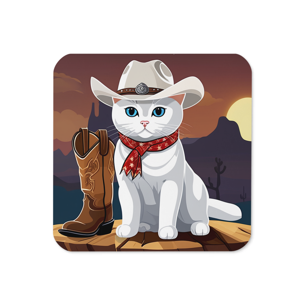 PugMug Custom White British Shorthair Cat Coaster