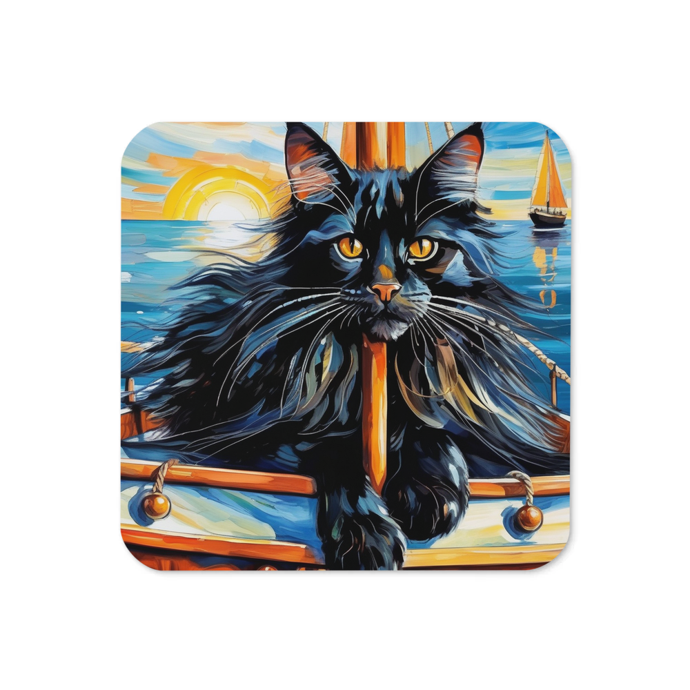 PugMug Custom Black Maine Coon Cat Coaster