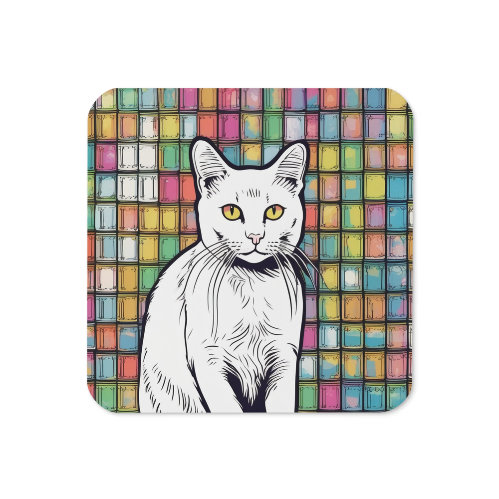 PugMug Custom White Companion Cat Coaster