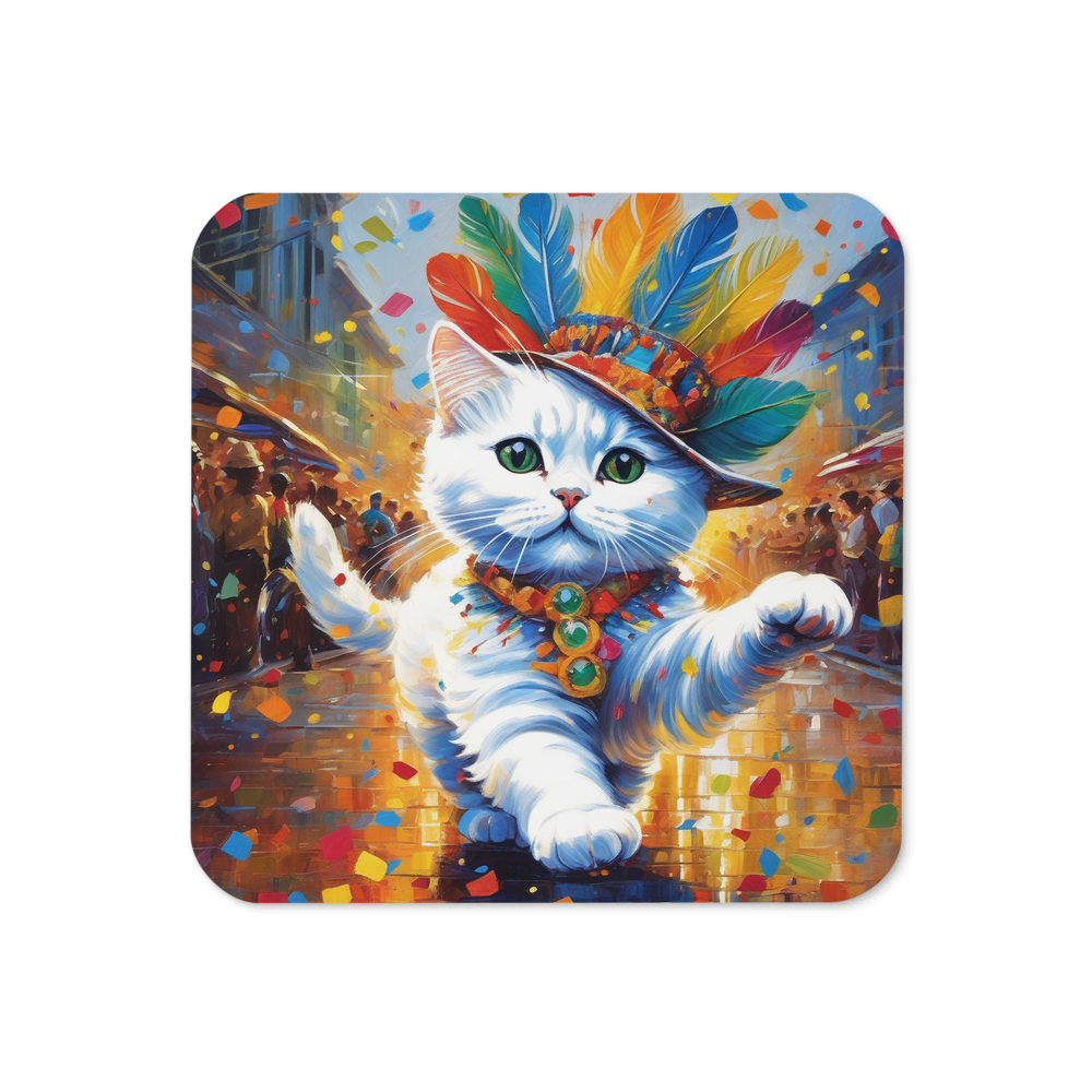 PugMug Custom White Scottish Fold Cat Coaster