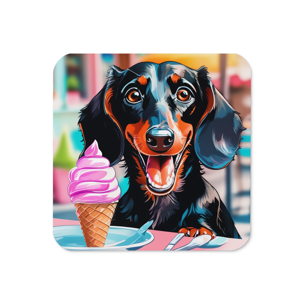 PugMug Custom Black Dachshund Coaster