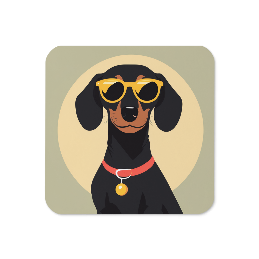 PugMug Custom Black Dachshund Coaster