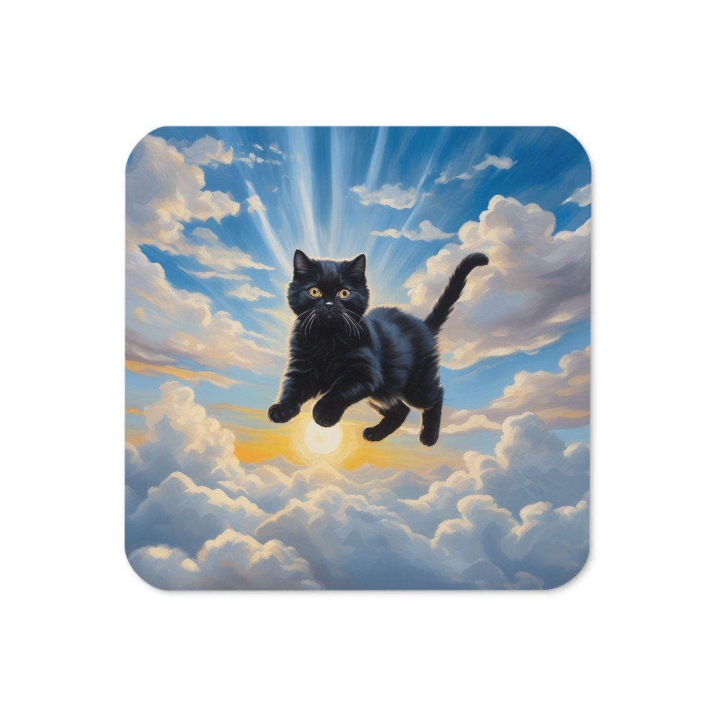 PugMug Custom Black Scottish Fold Cat Coaster