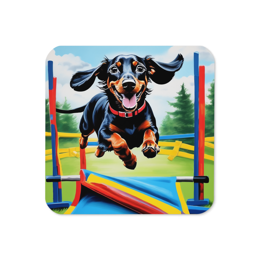 PugMug Custom Black Dachshund Coaster