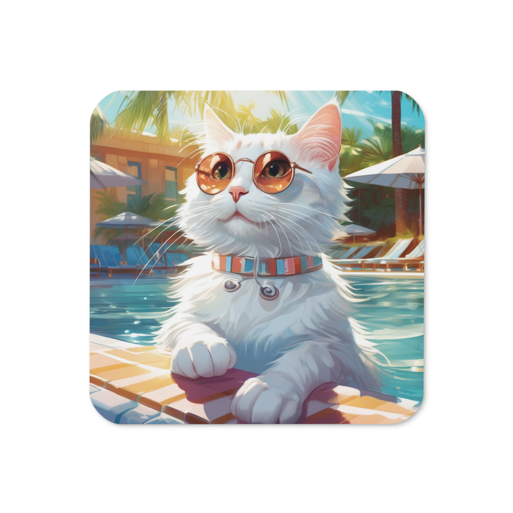 PugMug Custom White Companion Cat Coaster