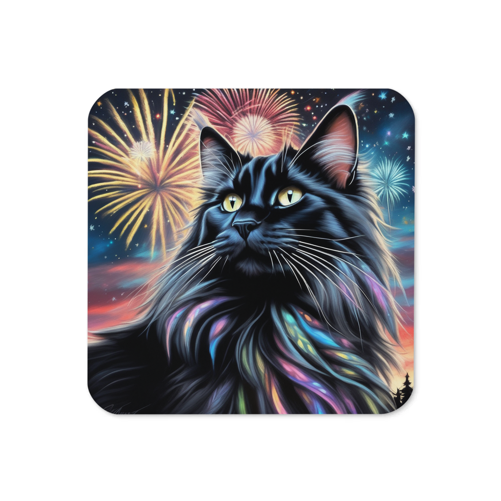 PugMug Custom Black Maine Coon Cat Coaster