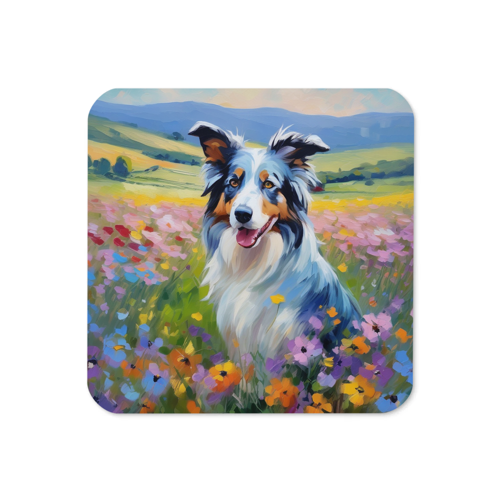 PugMug Custom Blue Merle Border Collie Coaster