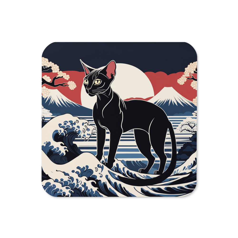 PugMug Custom Black Sphynx Cat Coaster