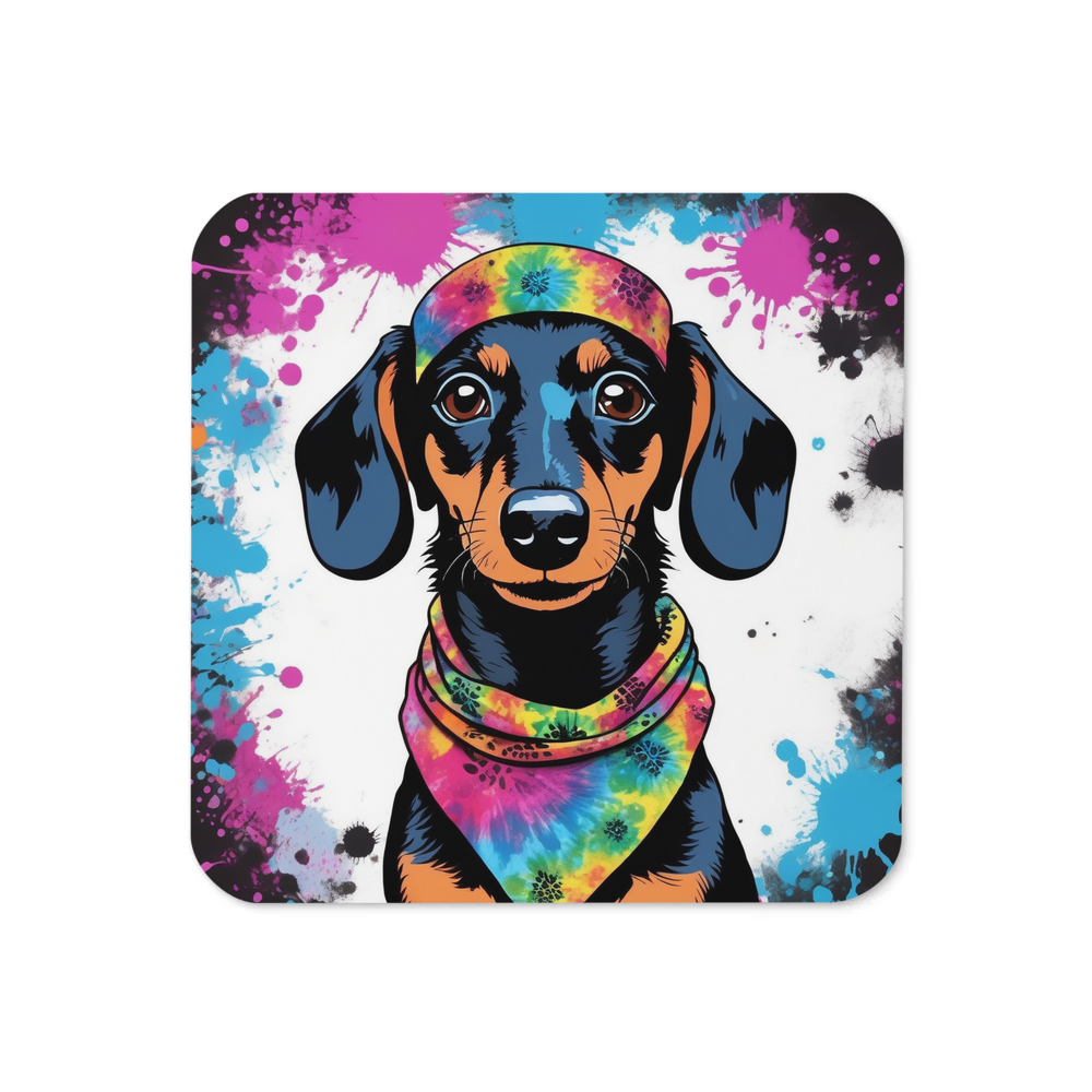 PugMug Custom Black Dachshund Coaster