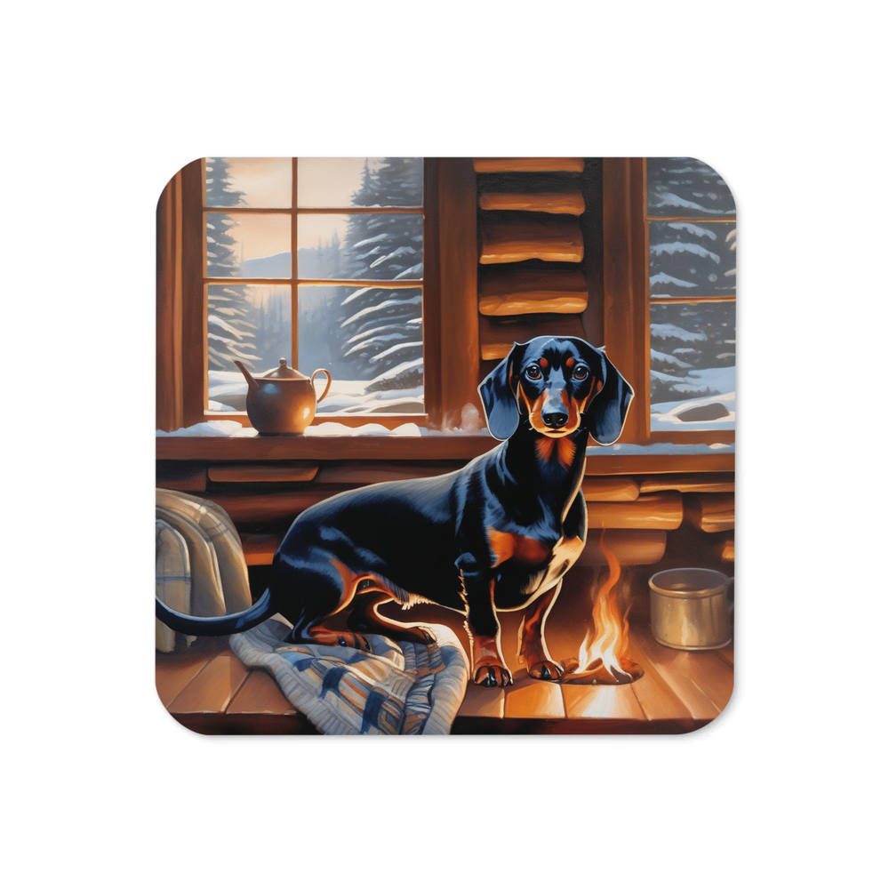 PugMug Custom Black Dachshund Coaster