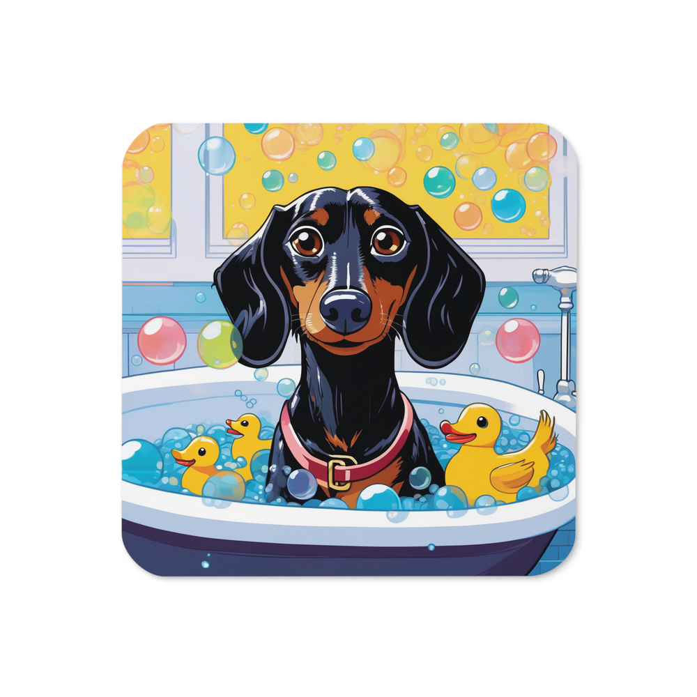 PugMug Custom Black Dachshund Coaster