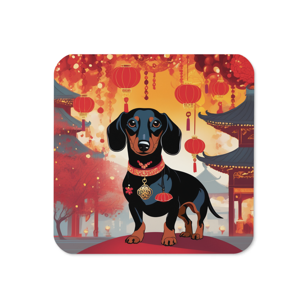 PugMug Custom Black Dachshund Coaster