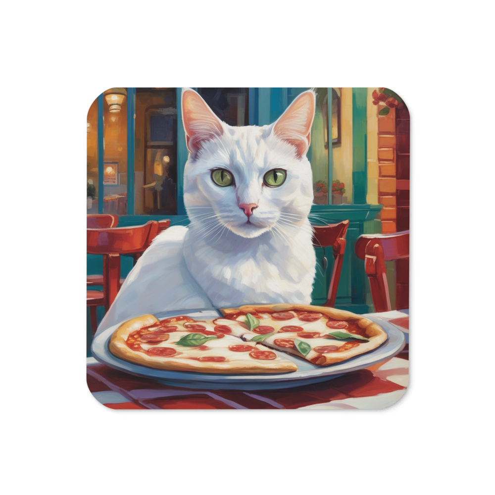 PugMug Custom White Companion Cat Coaster