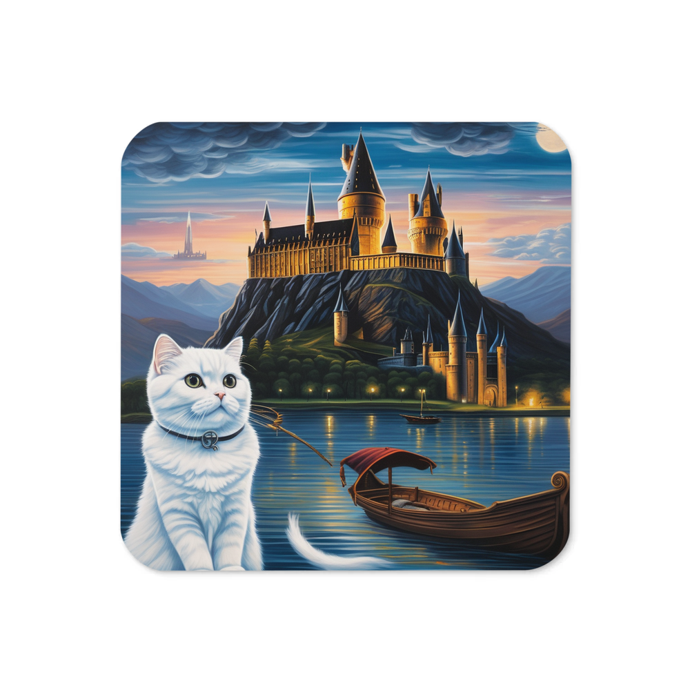 PugMug Custom White Scottish Fold Cat Coaster