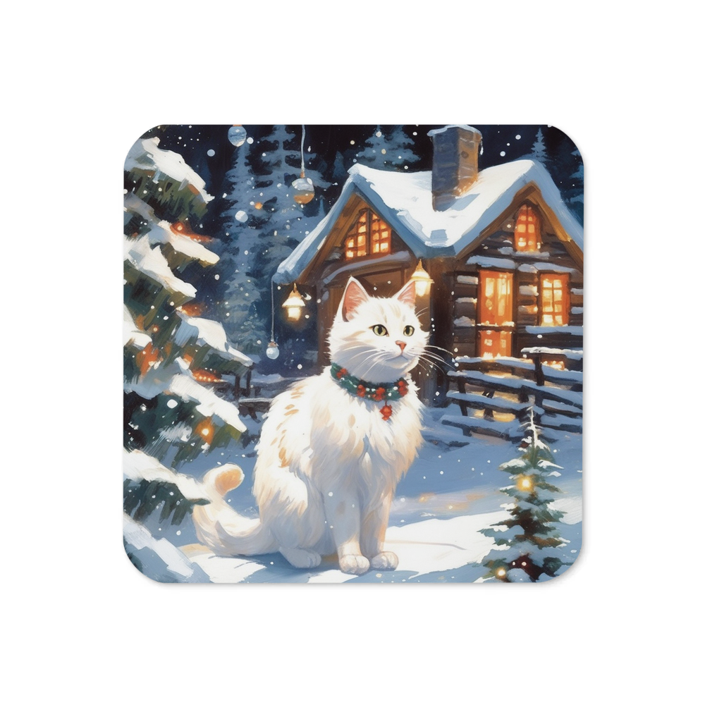 PugMug Custom White Companion Cat Coaster